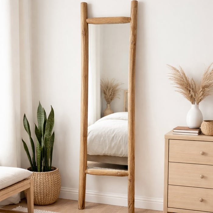 Nordic Teak Indoor Natural Teak Wood Branch Mirror 71 18 W 71 H 2.25 D