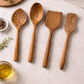 Nordic Teak Natural Teak Wood Kitchen Utensil Set 4 Pieces