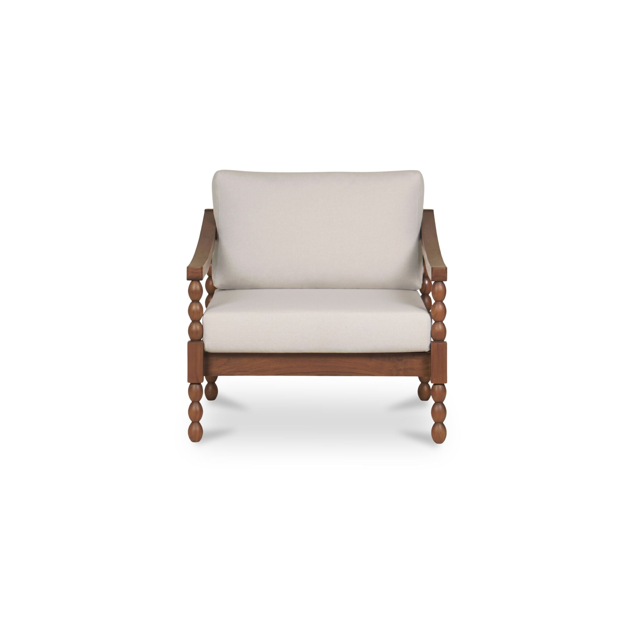 Noreva Outdoor Chair Solid Teak Frame Quick Dry Foam Cushions Fixed Back Brown