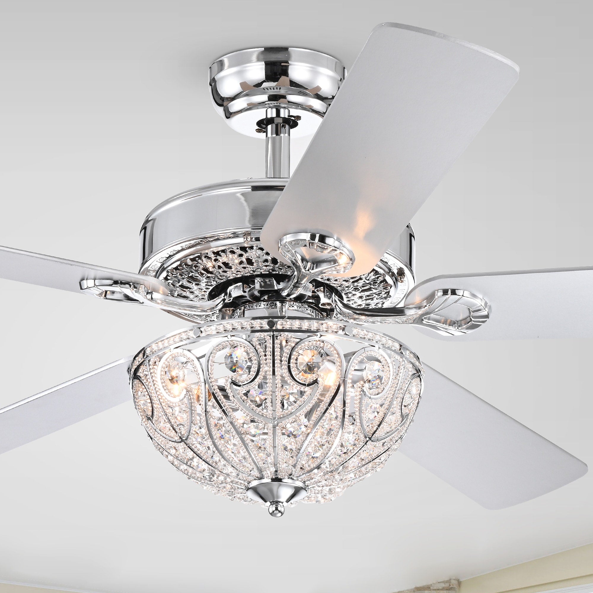 Norin Chrome 52 Inch 5 Blade Lighted Ceiling Fan