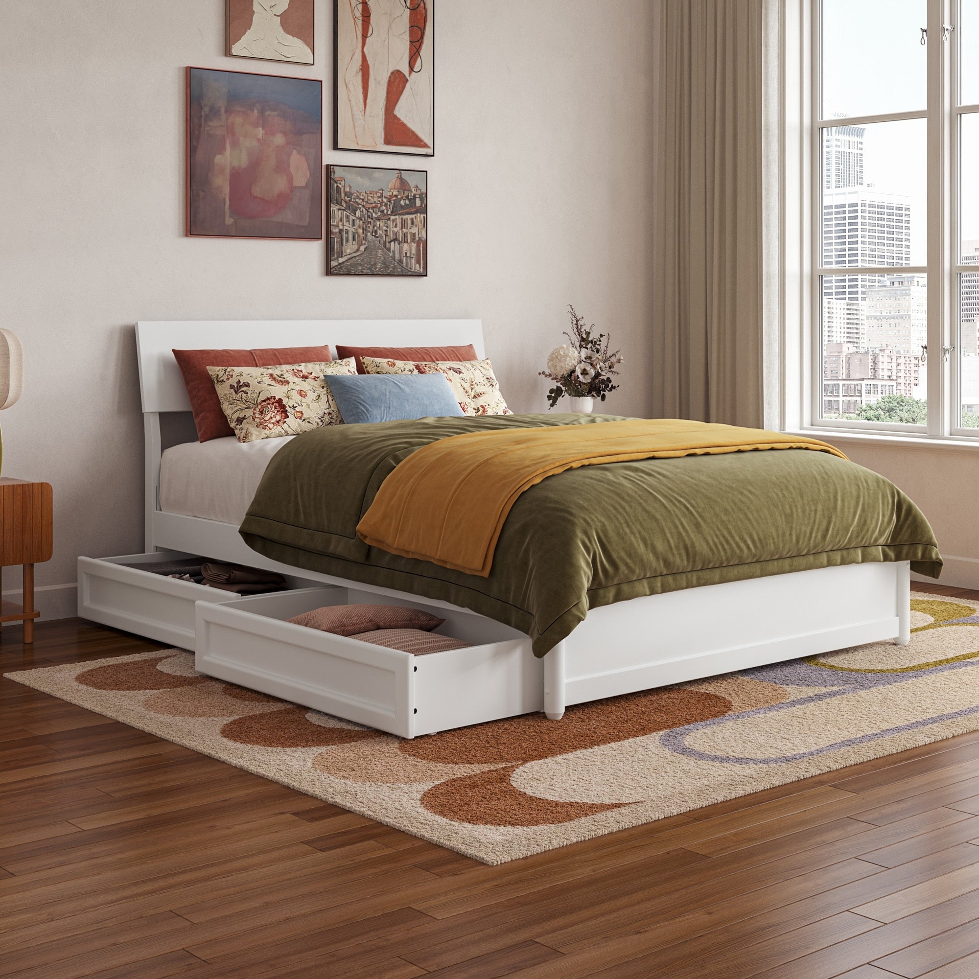 Norla Wood Platform Bed With Storage Drawers