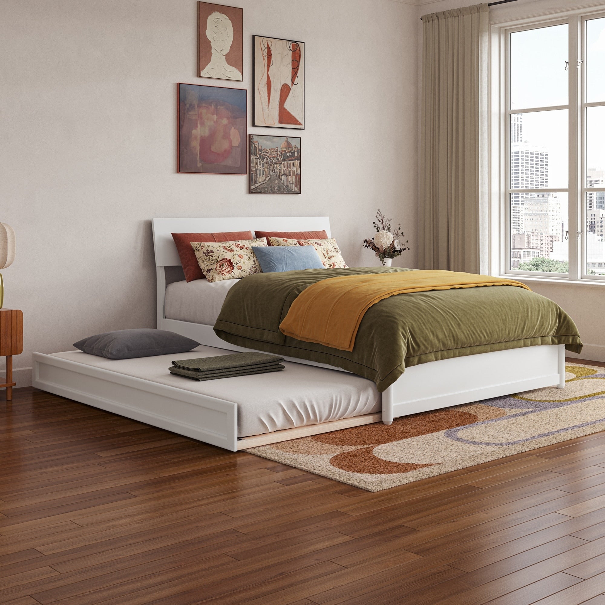 Norla Wood Platform Bed With Trundle