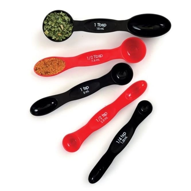 Norpro 5 Pc Magnet Nesting Measuring Spoon Set 1 4 Tsp To 1 Tbsp Black Red