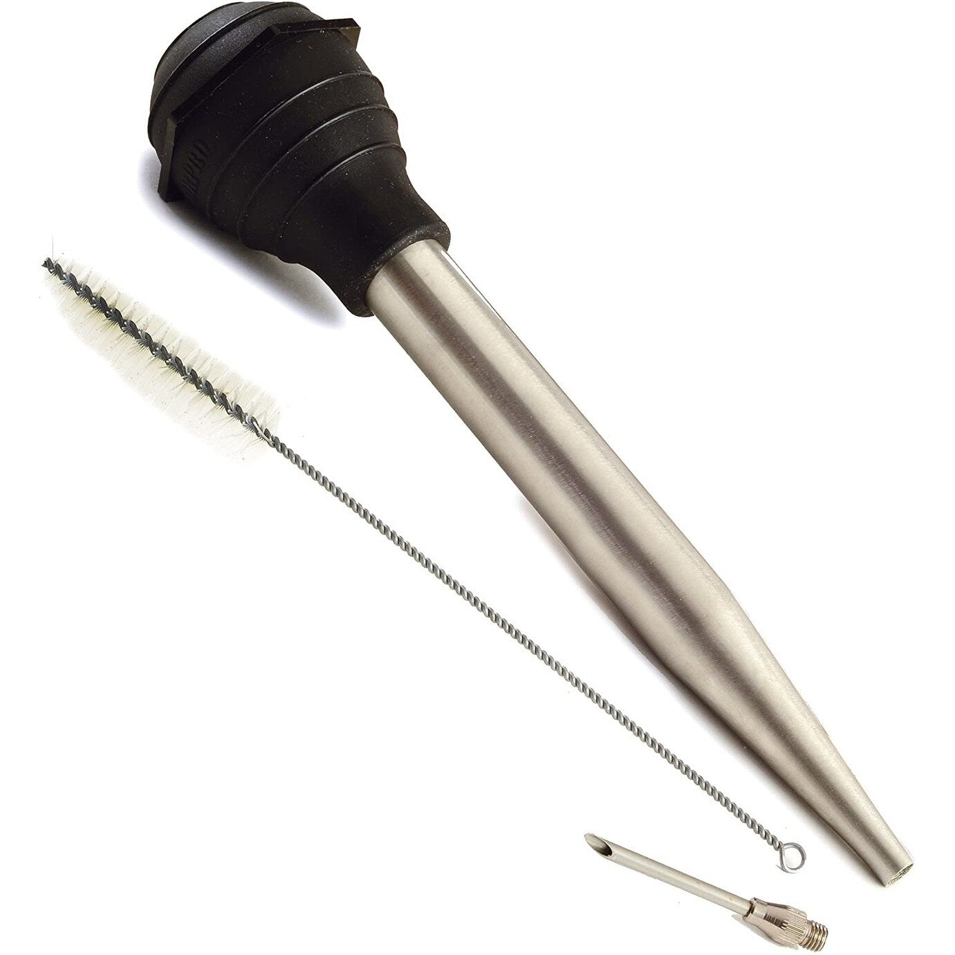 Norpro Deluxe Stainless Steel Turkey Baster With Flavor Injector And Cleaning Brush