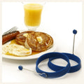 Norpro Nonstick Silicone Round Shaped Pancake And Egg Rings With Handles Blue