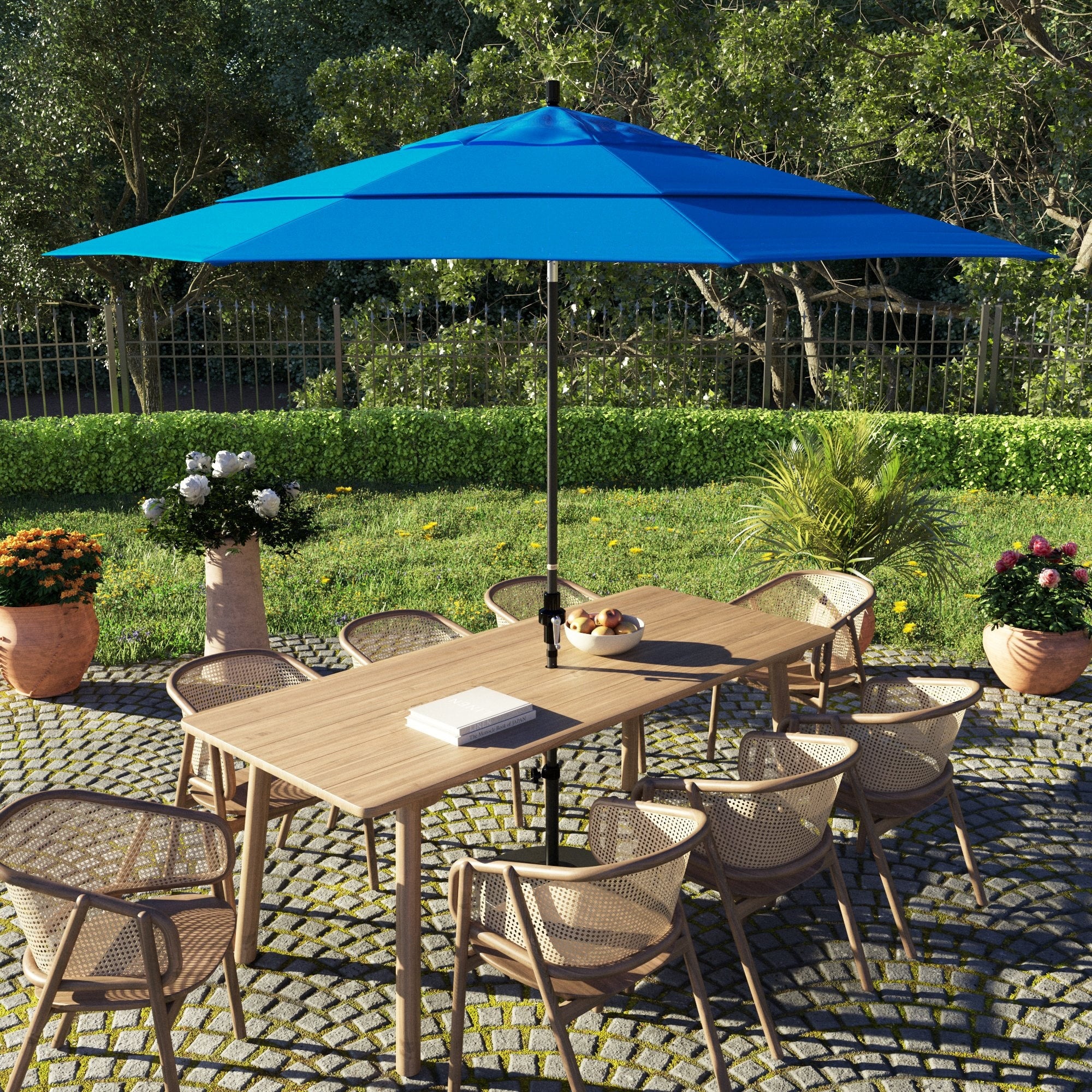 Havenside Home North Bend 11 Foot Crank Open Auto Tilt Black Umbrella