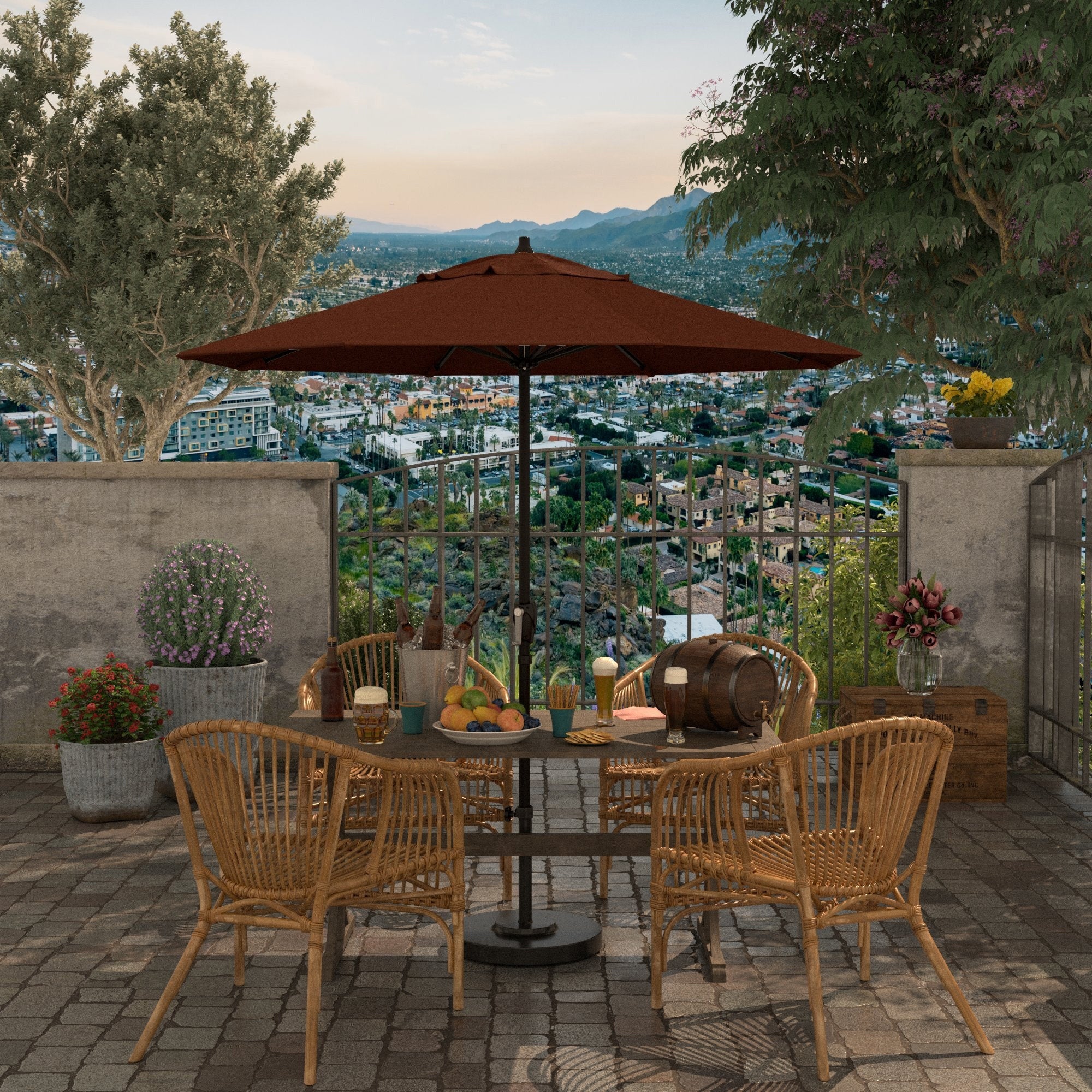 Havenside Home North Bend 7.5 Crank Lift Auto Tilt Patio Umbrella