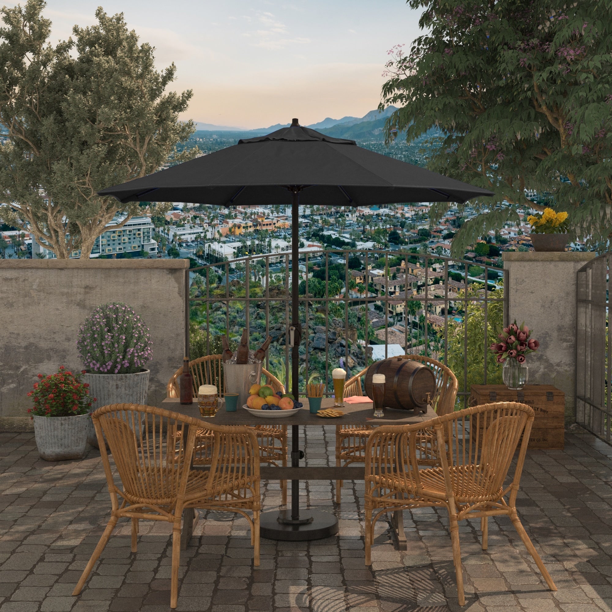 Havenside Home North Bend 7.5 Crank Lift Auto Tilt Patio Umbrella Sunbrella Fabric