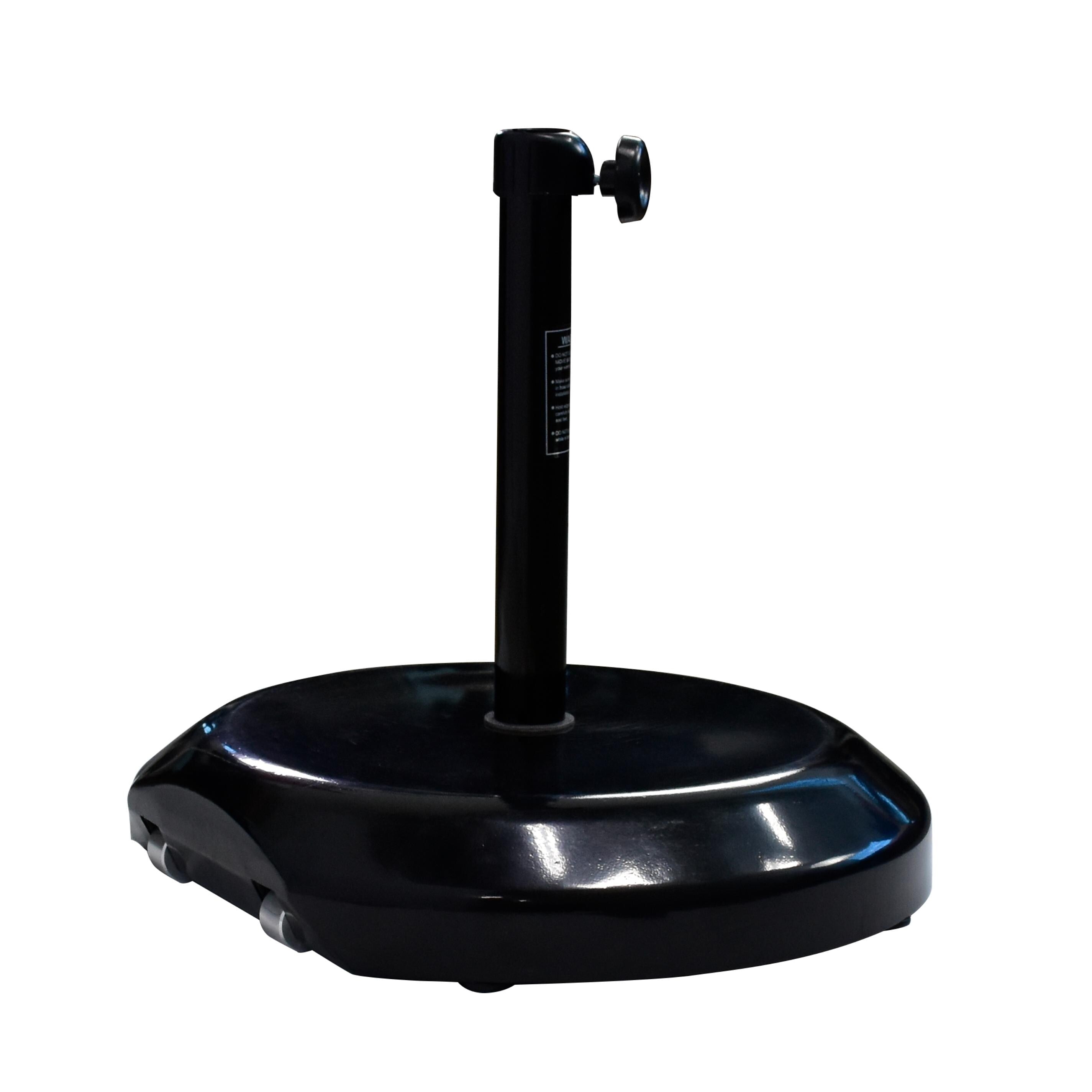 Havenside Home North Bend 75 Pound Round Concrete Weighted Powdercoated Steel Umbrella Base With Wheels