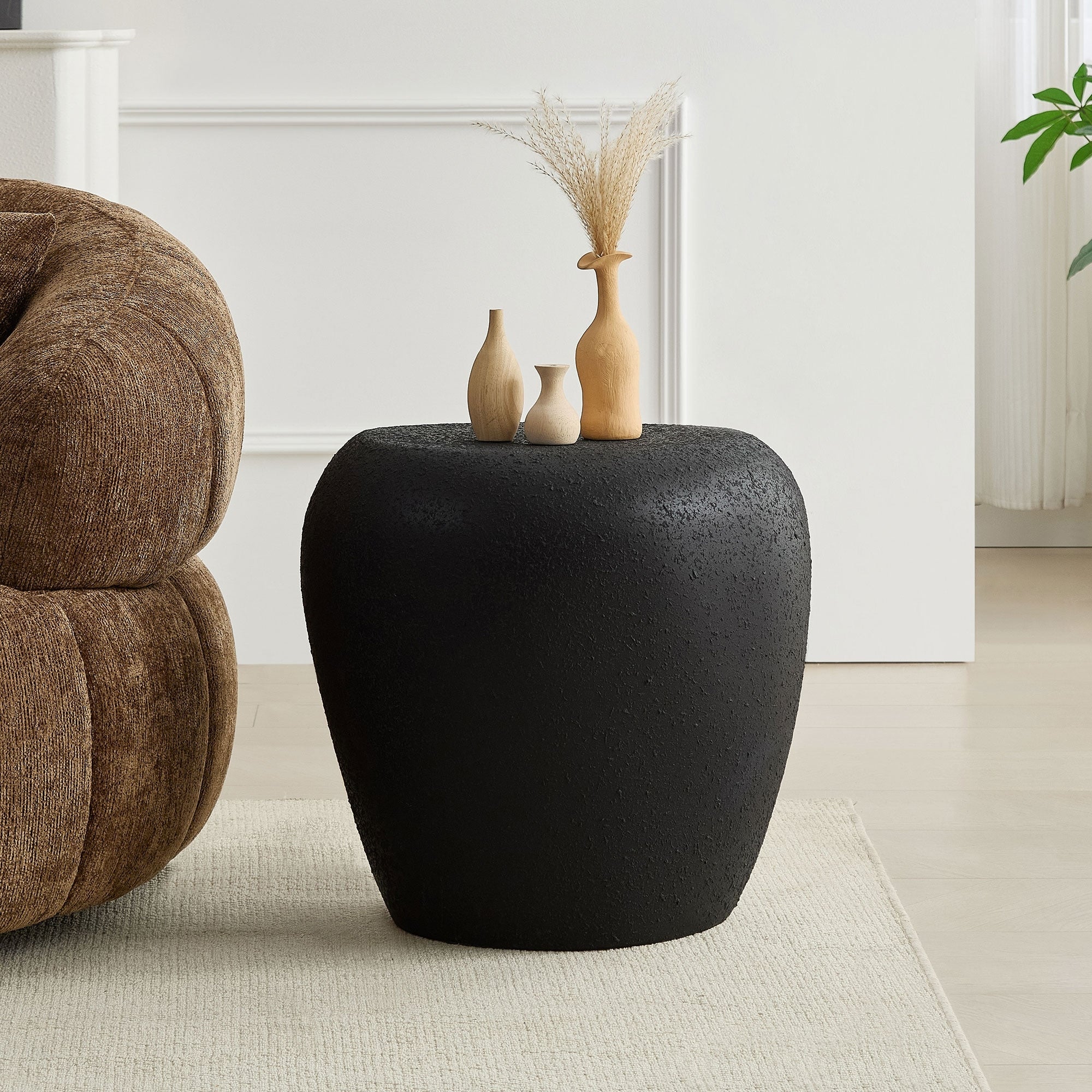 Norvale Side Table Fiberglass With Irregular Faux Rock Design By Gdfstudio
