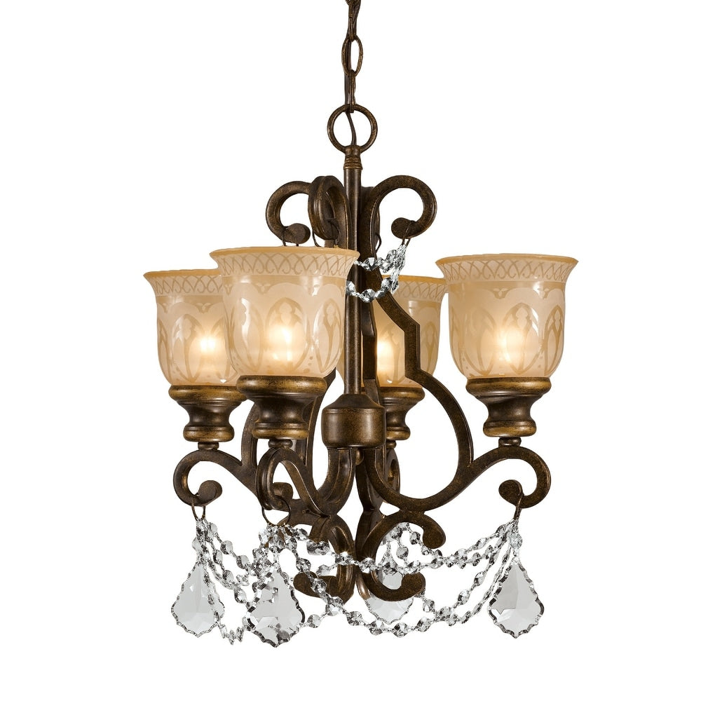 Norwalk 4 Light Bronze Umber Crystal Chandelier