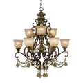Crystorama Norwalk Collection 9 Light Bronze Umber Golden Teak Crystal Chandelier