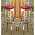 Haverstraw Nostalgic Retro Chrome Red Bar Stools Set Of 2