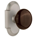 Nostalgic Warehouse Cotbrn_Prv_238_Nk Brown Porcelain Solid Brass Privacy Knob Set With Cottage Rose And 2 3 8 Backset