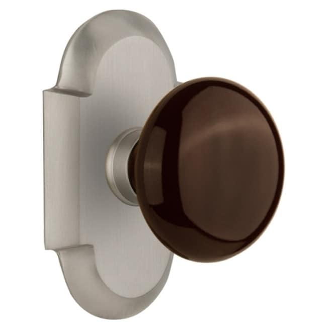 Nostalgic Warehouse Cotbrn_Prv_238_Nk Brown Porcelain Solid Brass Privacy Knob Set With Cottage Rose And 2 3 8 Backset
