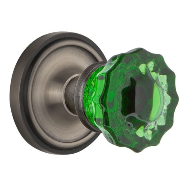 Nostalgic Warehouse Clacre_Sd_Nk Classic Solid Brass Rose Single Dummy Door Knob With Emerald Crystal Knob