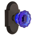 Nostalgic Warehouse Cotcrc_Sd_Nk Cottage Solid Brass Rose Single Dummy Door Knob With Cobalt Crystal Knob