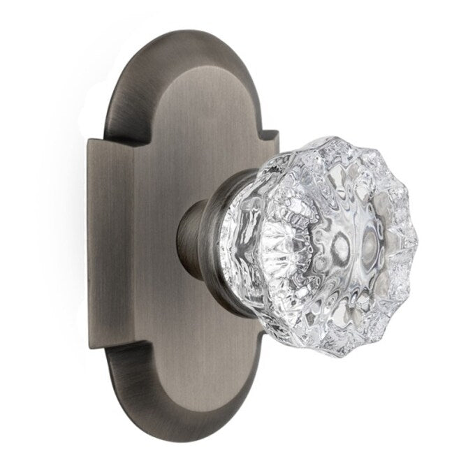 Nostalgic Warehouse Cotcry_Prv_234_Nk Crystal Solid Brass Privacy Knob Set With Cottage Rose And 2 3 4 Backset