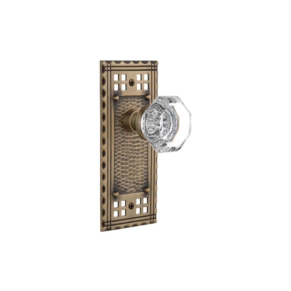 Nostalgic Warehouse Crawal_Psg_234_Nk Waldorf Solid Brass Passage Knob Set With Craftsman Rose And 2 3 4 Backset