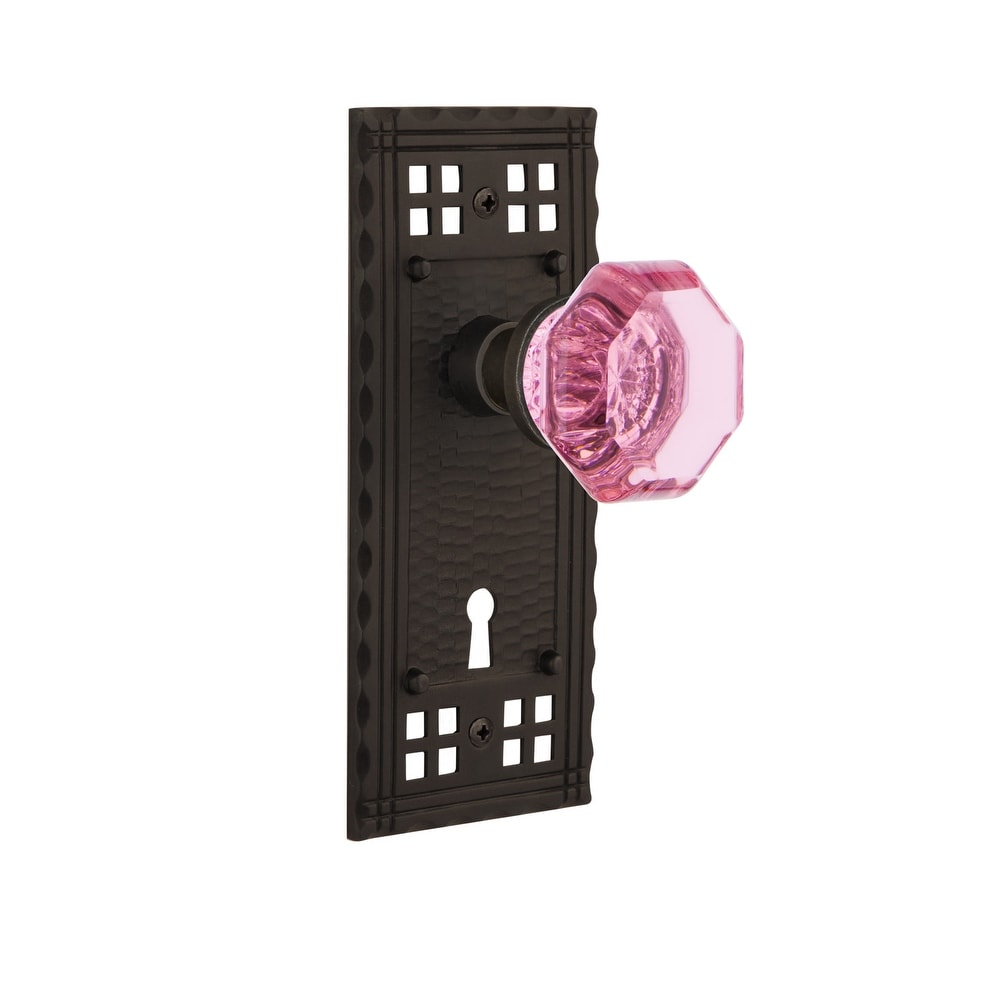 Nostalgic Warehouse Crawap_Dd_Kh Craftsman Solid Brass Rose Dummy Knob Set With Pink Waldorf Knob And Keyhole