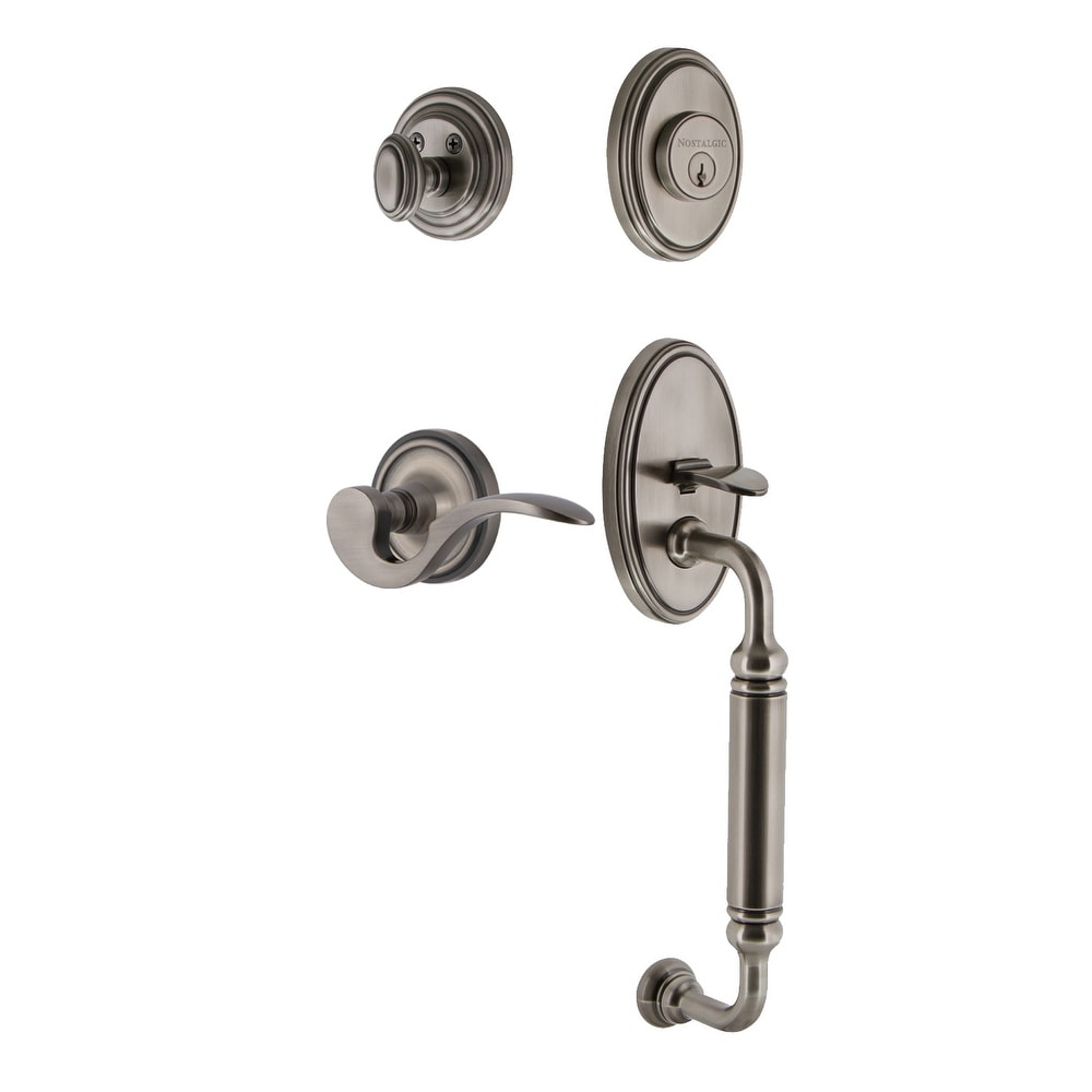 Nostalgic Warehouse Claman_Eset_238_Cg_Lh Classic Left Handed Sectional Single Cylinder Keyed Entry Handleset With C Grip And