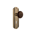 Nostalgic Warehouse Decbrn_Prv_238_Kh Brown Porcelain Solid Brass Privacy Knob Set With Deco Rose Keyhole And 2 3 8 Backset