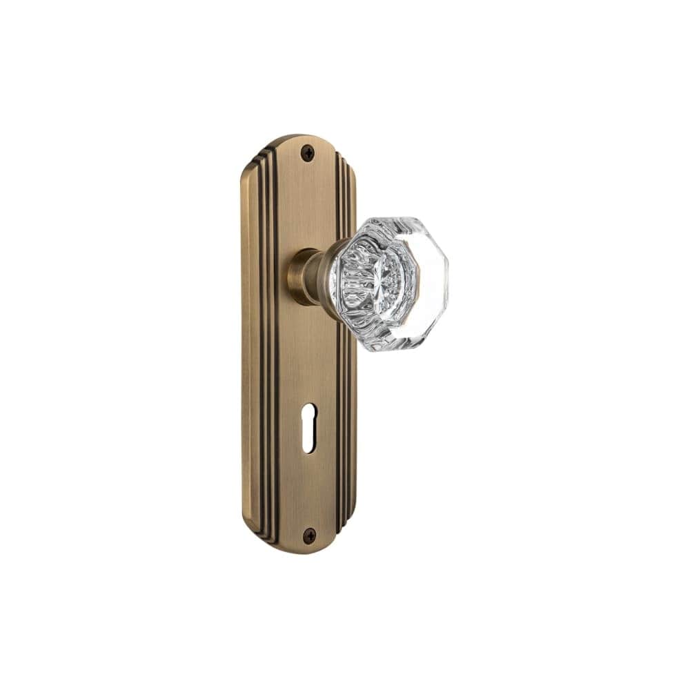 Nostalgic Warehouse Decwal_Sd_Kh Waldorf Solid Brass Single Dummy Knob With Deco Rose And Keyhole