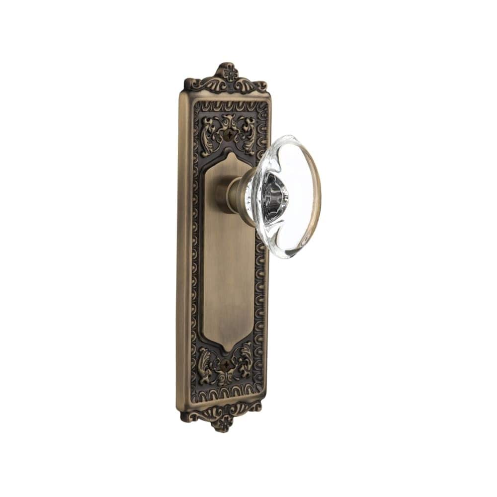 Nostalgic Warehouse Eadocc_Dp_Nk Oval Clear Crystal Solid Brass Dummy Knob Set With Egg And Dart Rose