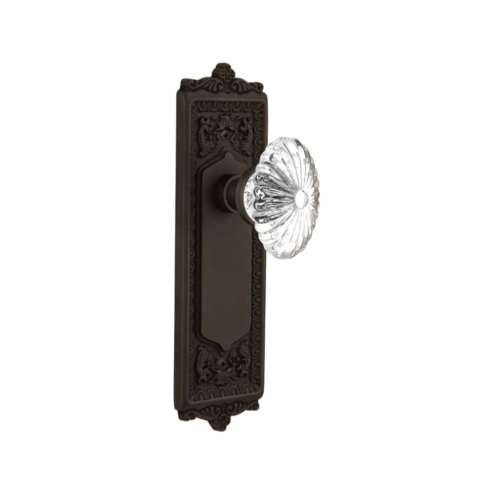 Nostalgic Warehouse Eadofc_Psg_238_Nk Oval Fluted Crystal Solid Brass Passage Knob Set With Egg And Dart Rose And 2 3 8 Backset
