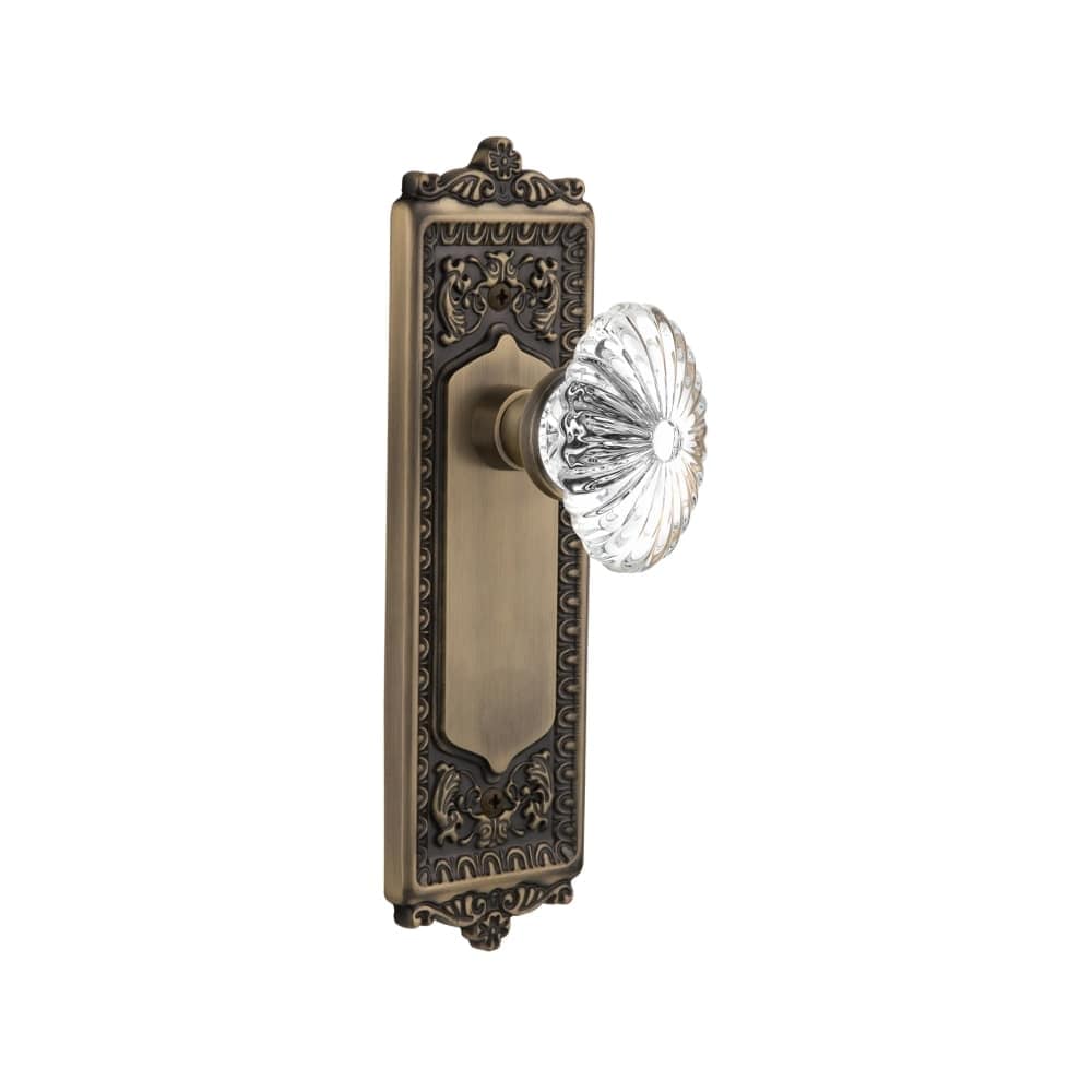 Nostalgic Warehouse Eadofc_Sd_Nk Oval Fluted Crystal Solid Brass Single Dummy Knob With Egg And Dart Rose
