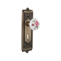Nostalgic Warehouse Eadros_Dp_Kh Rose Porcelain Solid Brass Dummy Knob Set With Egg And Dart Rose And Keyhole