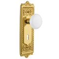 Nostalgic Warehouse Eadwhi_Prv_238_Kh White Porcelain Solid Brass Privacy Knob Set W Egg Dart Rose Keyhole 2 3 8 Backset