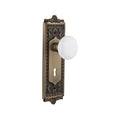 Nostalgic Warehouse Eadwhi_Sd_Kh White Porcelain Solid Brass Single Dummy Knob With Egg And Dart Rose And Keyhole