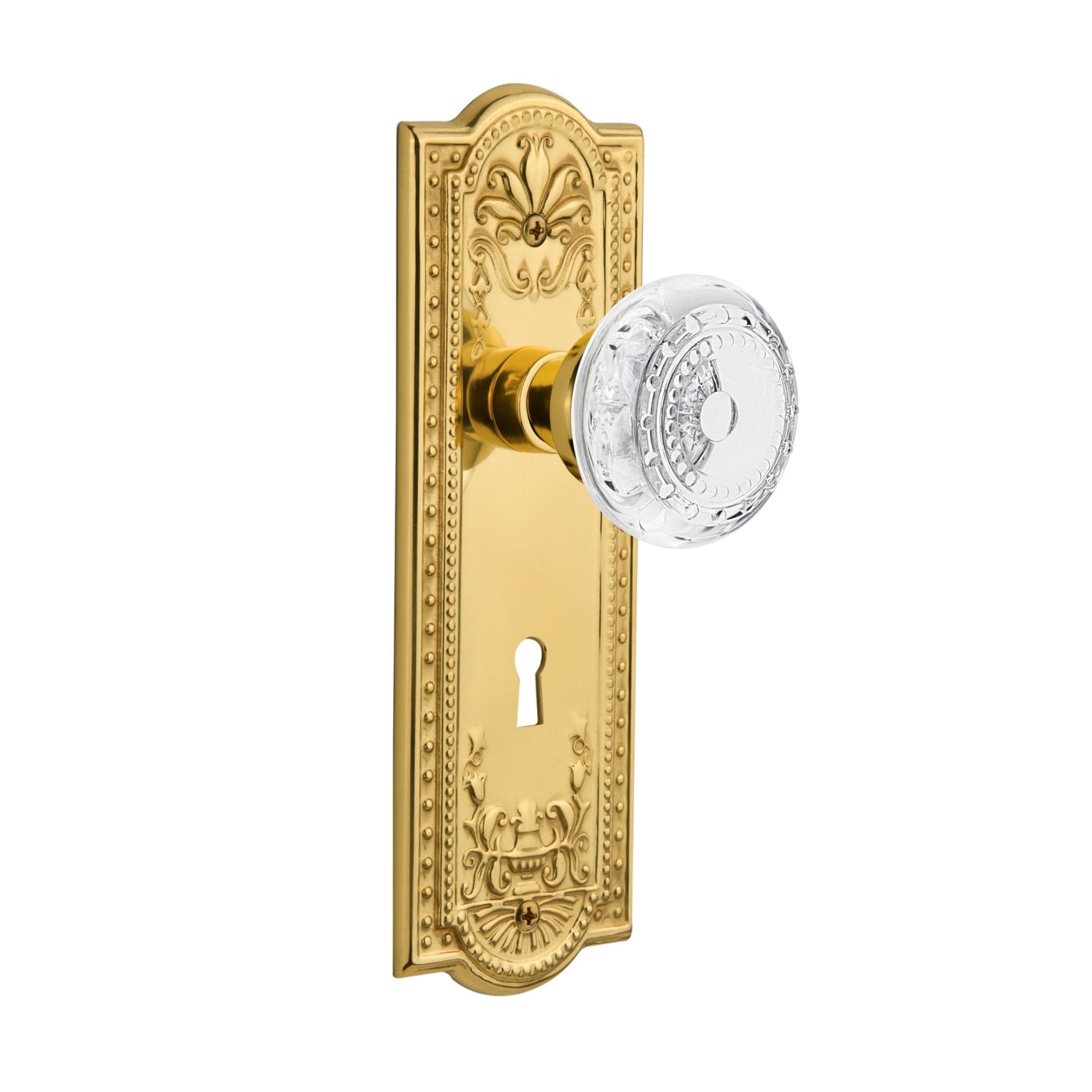 Nostalgic Warehouse Meacme_Dd_Kh Vintage Crystal Meadows Dummy Door Knob Set Wit