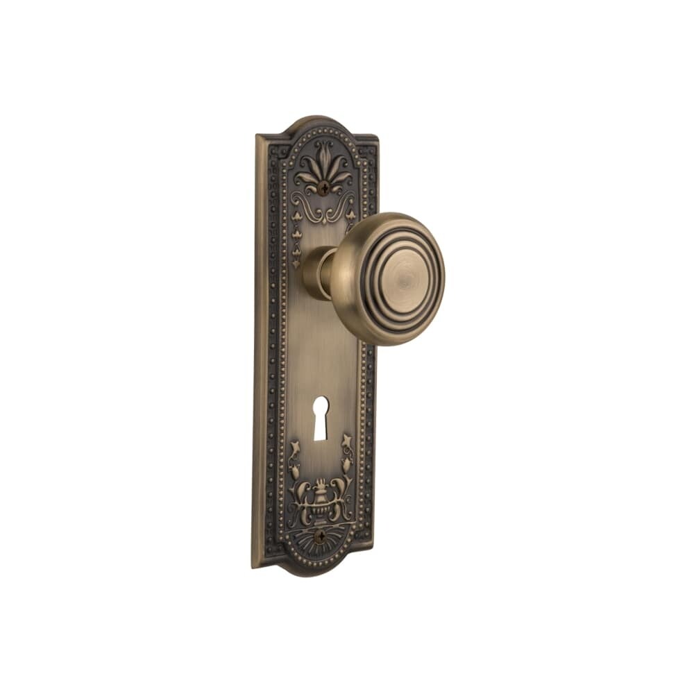 Nostalgic Warehouse Meadec_Sd_Kh Deco Solid Brass Single Dummy Knob With Meadows Rose And Keyhole