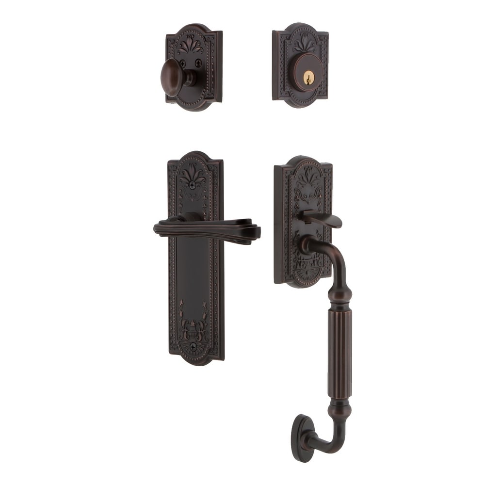 Nostalgic Warehouse Meaflr_Eset_234_Fg_Rh Meadows Right Handed Sectional Single Cylinder Keyed Entry Handleset With F Grip And
