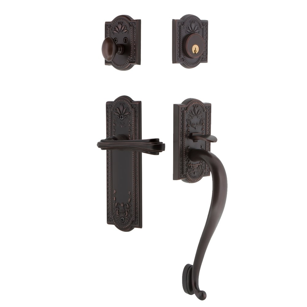 Nostalgic Warehouse Meaflr_Eset_234_Sg_Lh Meadows Left Handed Sectional Single Cylinder Keyed Entry Handleset With S Grip And