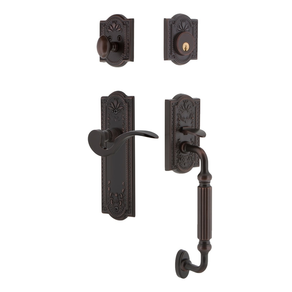 Nostalgic Warehouse Meaman_Eset_234_Fg_Rh Meadows Right Handed Sectional Single Cylinder Keyed Entry Handleset With F Grip And