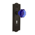 Nostalgic Warehouse Meawac_Dd_Kh Meadows Solid Brass Rose Dummy Door Knob Set With Cobalt Waldorf Door Knob Decorative Keyhole