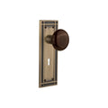 Nostalgic Warehouse Misbrn_Sd_Kh Brown Porcelain Solid Brass Single Dummy Knob With Mission Rose And Keyhole