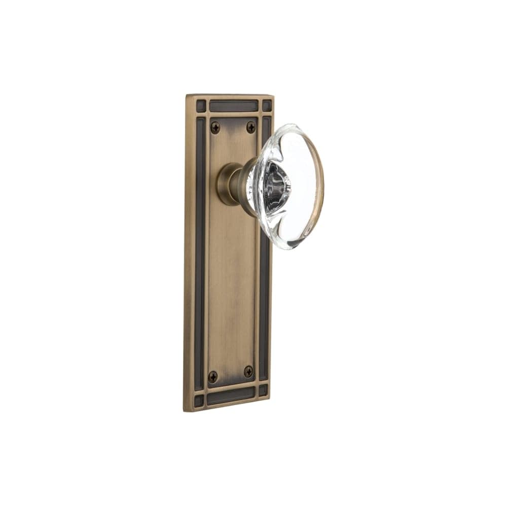 Nostalgic Warehouse Misocc_Dp_Nk Oval Clear Crystal Solid Brass Dummy Knob Set With Mission Rose