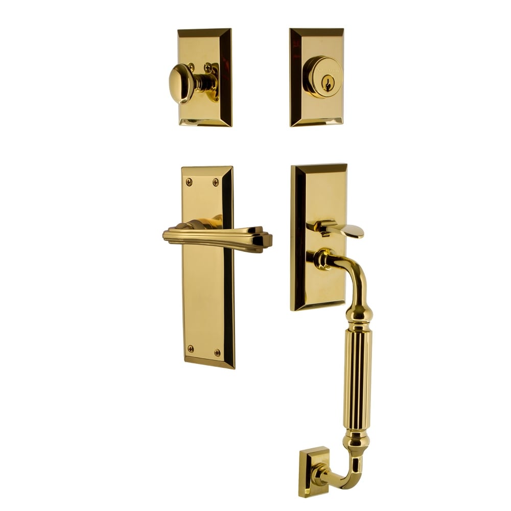Nostalgic Warehouse Nykflr_Eset_234_Fg_Lh New York Left Handed Sectional Single Cylinder Keyed Entry Handleset With F Grip And