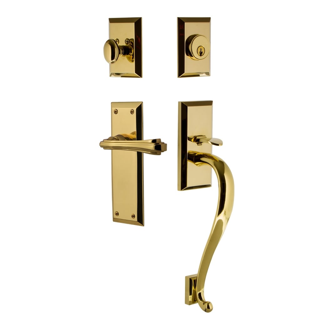 Nostalgic Warehouse Nykflr_Eset_234_Sg_Lh New York Left Handed Sectional Single Cylinder Keyed Entry Handleset With S Grip And