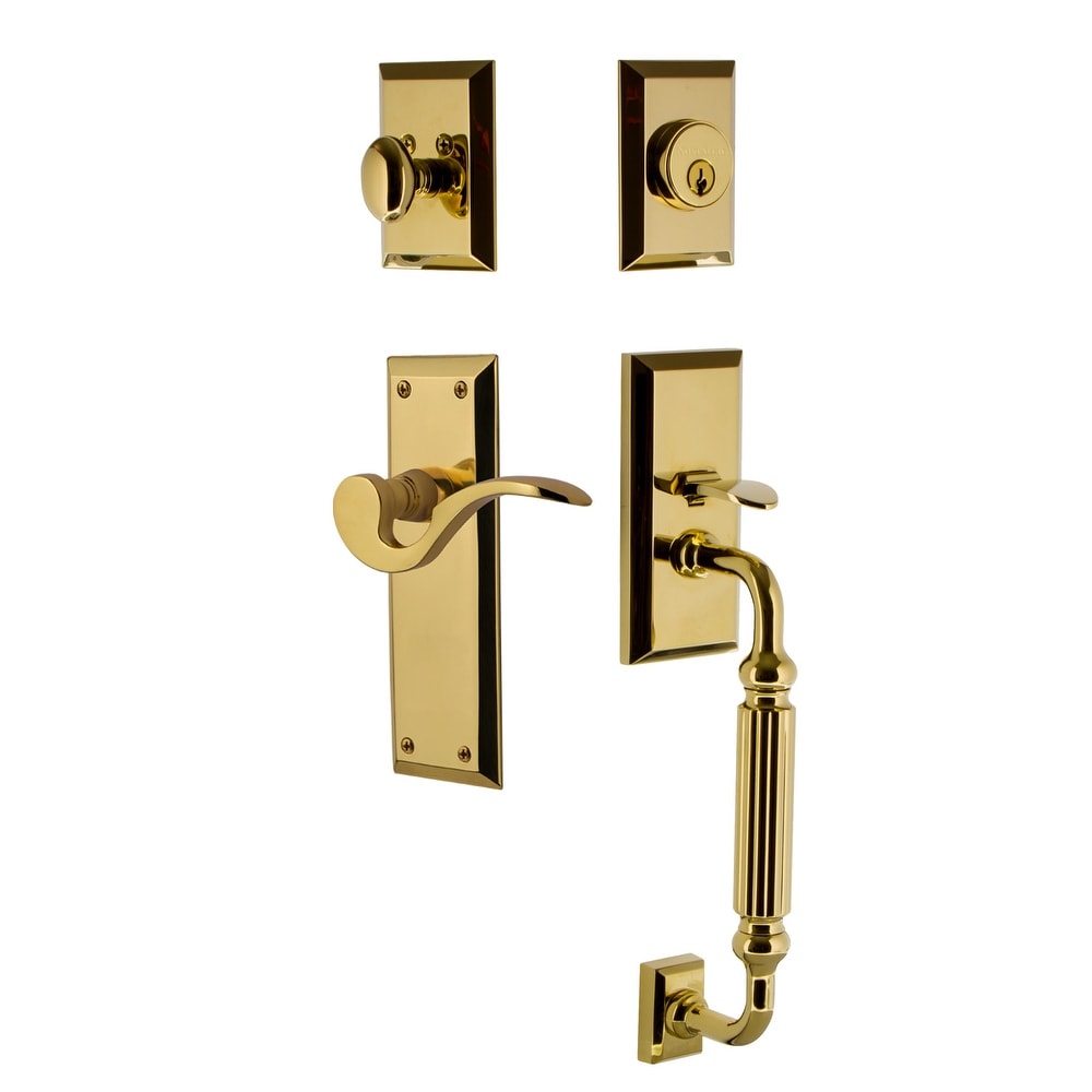Nostalgic Warehouse Nykman_Eset_238_Fg_Rh New York Right Handed Sectional Single Cylinder Keyed Entry Handleset With F Grip And