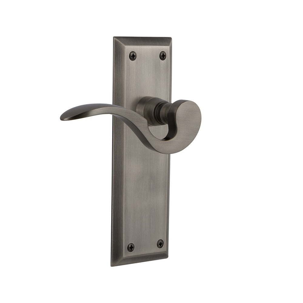Nostalgic Warehouse Nykman_Prv_234_Nk Manor Privacy Door Lever Set With New York Rose For 2 3 4 Backset Doors