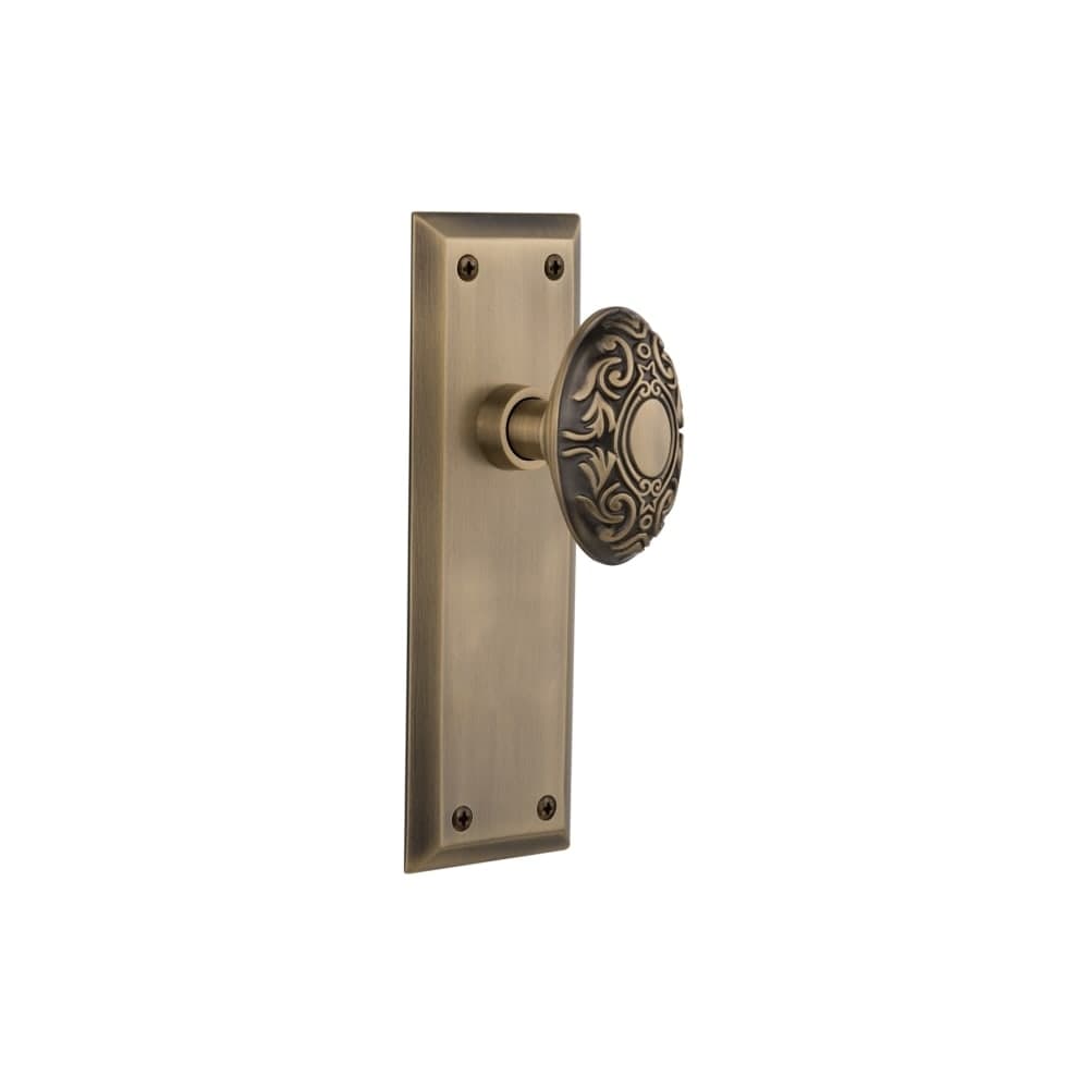 Nostalgic Warehouse Nykvic_Prv_238_Nk Victorian Solid Brass Privacy Knob Set With New York Rose And 2 3 8 Backset