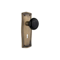Nostalgic Warehouse Prablk_Psg_234_Kh Black Porcelain Solid Brass Passage Knob Set With Prairie Rose Keyhole And 2 3 4 Backset