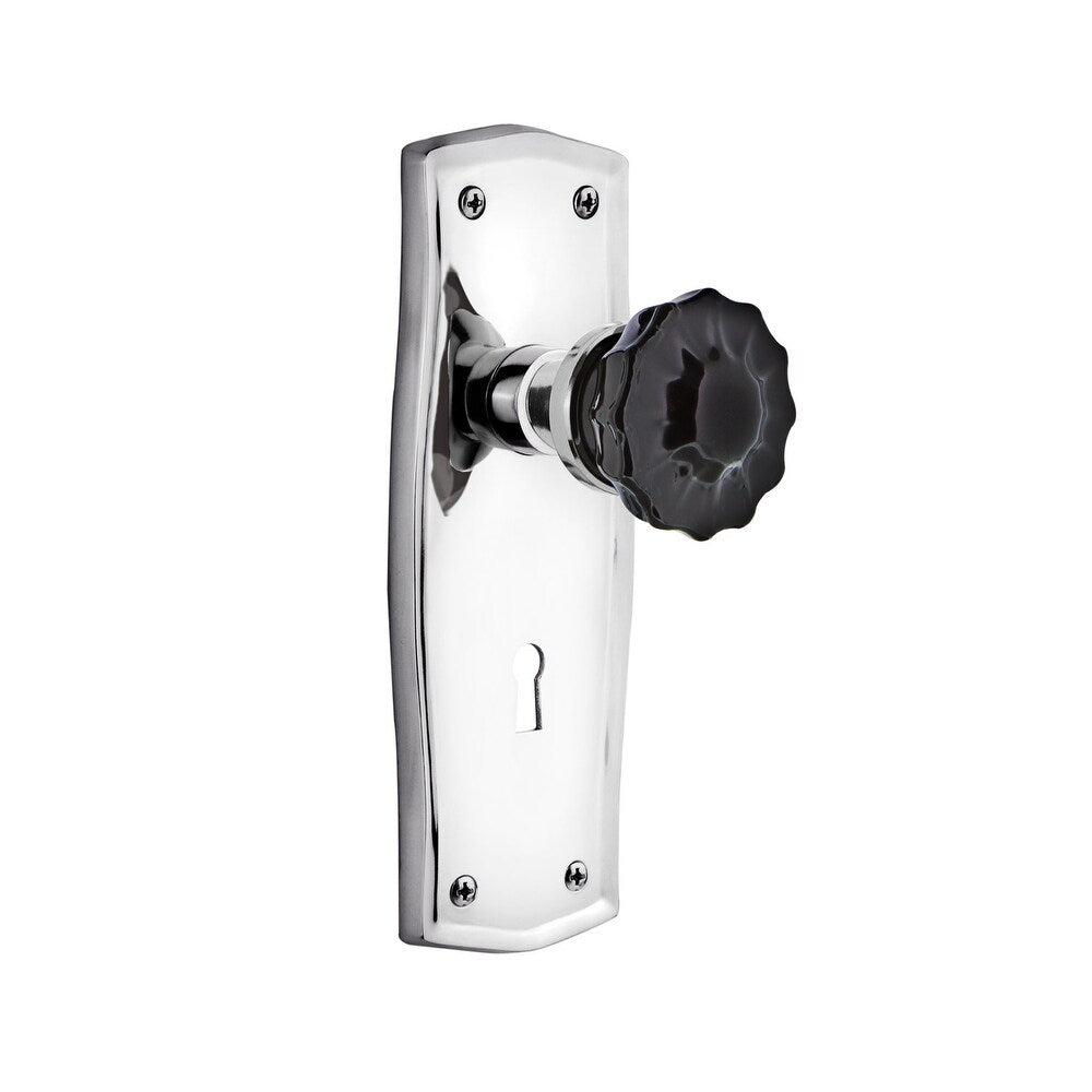 Nostalgic Warehouse Pracrb_Sd_Kh Prairie Solid Brass Rose Single Dummy Door Knob With Black Crystal Knob And Decorative Keyhole