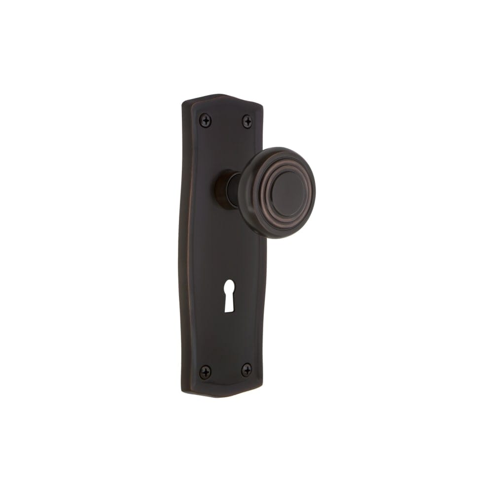 Nostalgic Warehouse Pradec_Prv_238_Kh Deco Solid Brass Privacy Knob Set With Prairie Rose Keyhole And 2 3 8 Backset