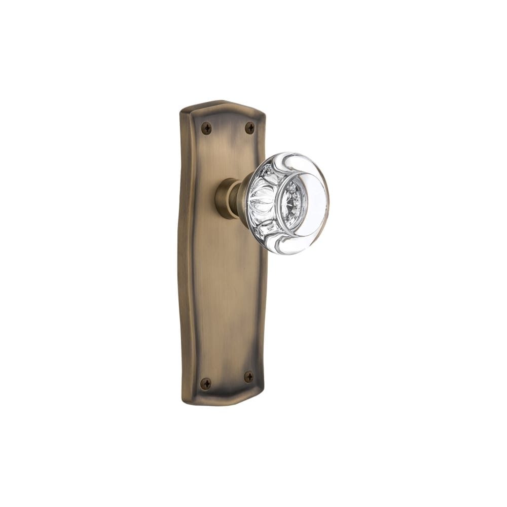 Nostalgic Warehouse Prarcc_Sd_Nk Round Clear Crystal Solid Brass Single Dummy Knob With Prairie Rose
